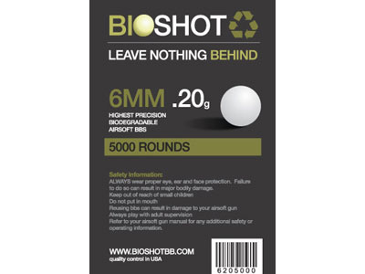 BioShot .20 High Precision Biodegradable BBs (5000rds White)