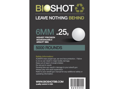 BioShot .25 High Precision Biodegradable BBs (5000rds White)